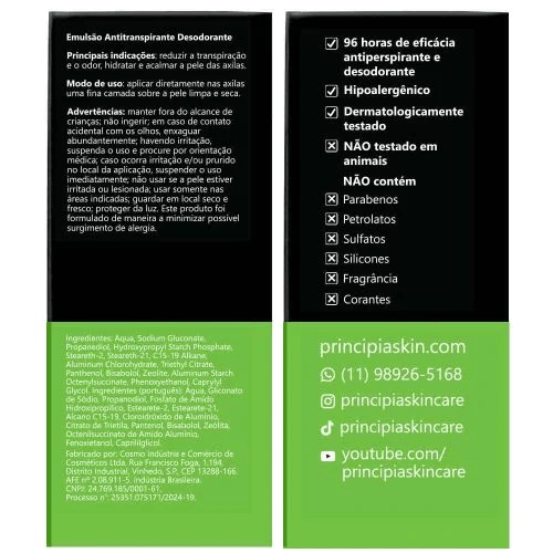 Principia Antitranspirante AD-03 20% + 2% + 0.5% Creme - Bisnaga com 70mL - Imagem 2